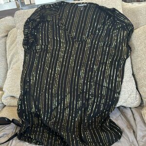 Black and gold striped v neck blouse from Express. Worn once